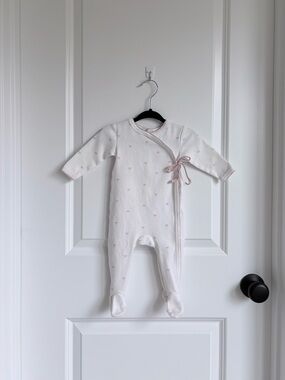 🎀Mon Trésor x Sophia Watts Pink and Coquette White Bow Wrap Footie